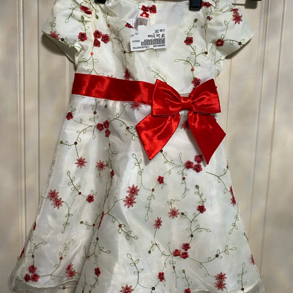 Red Beautiful Great Condition Floral Girls Dress Size 24 Months - Picture 3 of 7